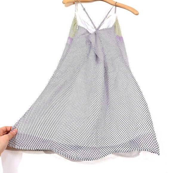 URBAN OUTFITTERS UO V-Neck Cami Mini Slip Dress Neon White Polkadot Womens Small - Picture 5 of 10